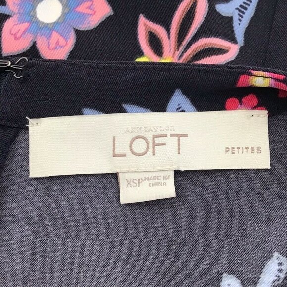 Loft Ann Taylor Women's Shift Dress Long sleeves‎ Floral Design Multicolor PXS - Picture 5 of 10